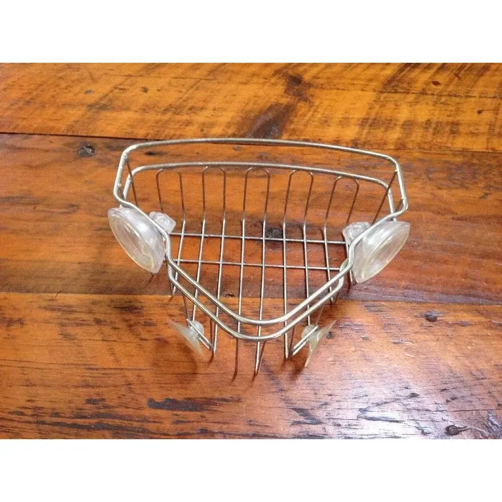 Stainless Steel Corner Suction Cup Soap Storage Shower Caddie Basket Organizer
